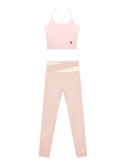 Tullia + Juno Color Block Top and Leggings Sports Matching Set - In Light Pink